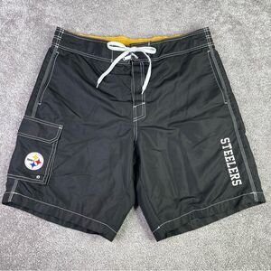 Pittsburg Steelers Swim Trunks Men’s XL Black Pockets Fully Lined Logo NFL